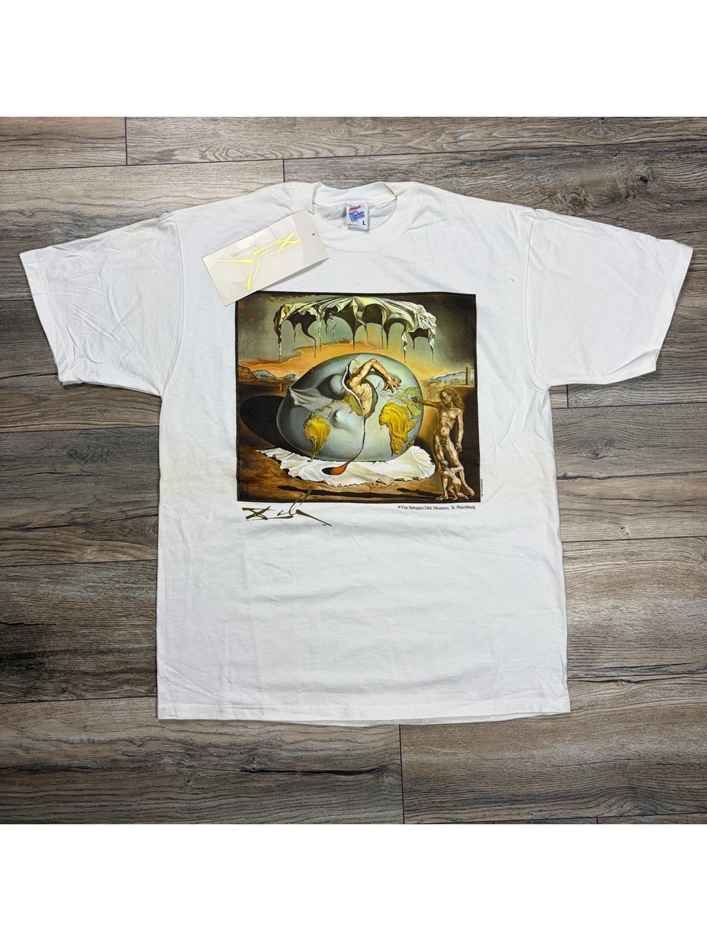90’s Jerzees Large White Salvador Dali Geopoliticus Child T-Shirt